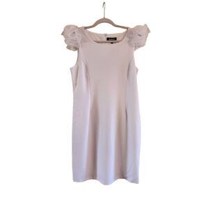 Glamour NWT crisp white ruffle pouf sleeve bodycon dress size 12